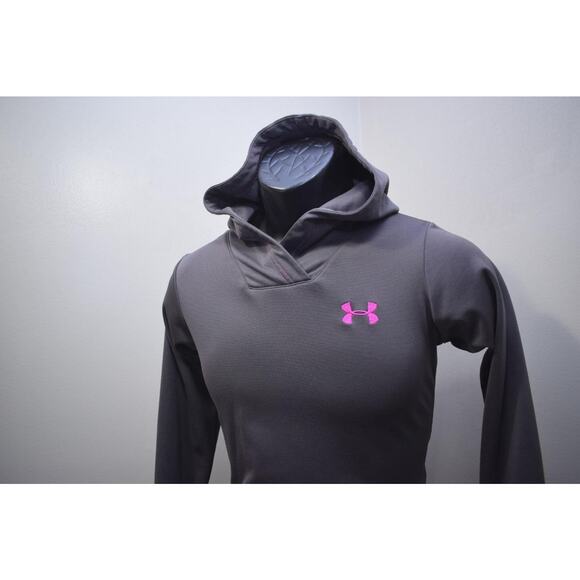 Under Armour Hoodie Gray Fleece Pullover Sweater Womens Size XS XSMALL - Picture 3 of 9